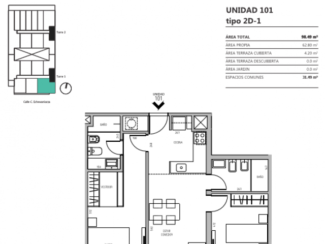 PLANO DE 2 DORMITORIOS 